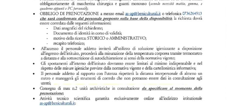 Misure in materia di contenimento e gestione dell’emergenza epidemiologica da COVID-19 – Adempimenti ai fini della ripresa del servizio di apertura al pubblico dal 18 maggio 2020