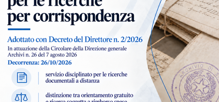 Nuovo Regolamento del servizio di ricerche per corrispondenza – In vigore dal 26 ottobre 2026 Nuovo Regolamento del servizio di ricerche per corrispondenza – In vigore dal 26 ottobre 2026